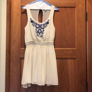 Free people dress with blue embroidery!